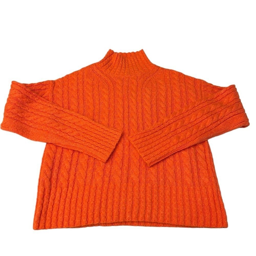 French Connection Jacqueline High Neck Cable Knit Wool‎ Blend Sweater Women Sz L